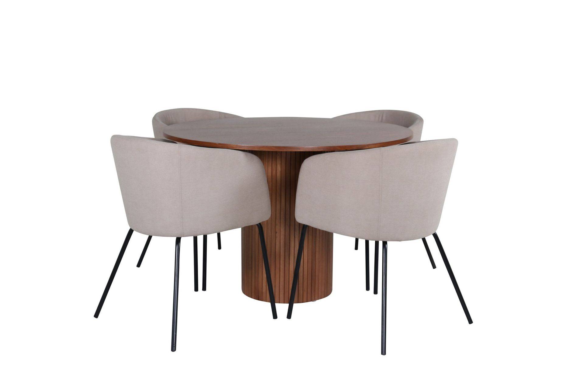 Bianca Matgrupp 110 cm Rund med 4 Berit stolar - Beige Beige,Svart,Brun Venture Home