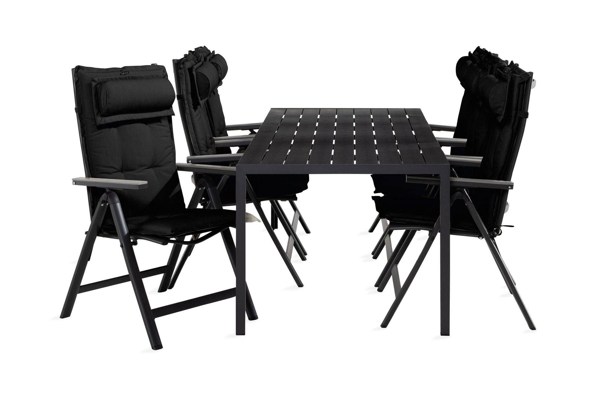 Tunis Matgrupp Utomhus 90x205 + 6 Monaco Light Stol m Dyna - Svart/Grå utomhus Grå,Svart Comfort Garden