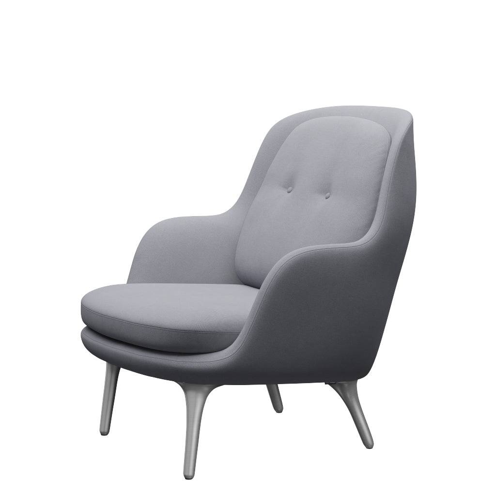 Fri Lænestol m. stel i aluminium fra Fritz Hansen Christianshavn - 1170 Light Grey Uni - Jacobsen Plus