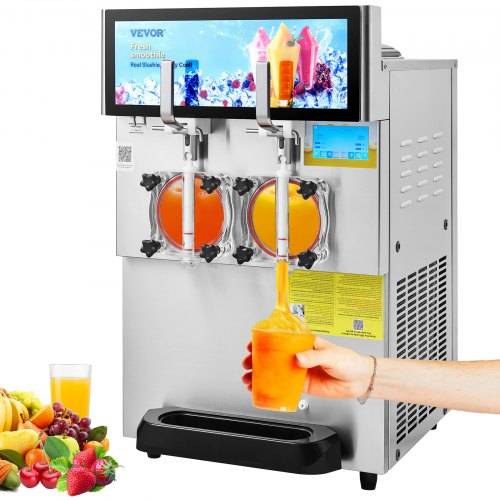 VEVOR 8L / 2,1 Gal Dobbelt Skål Kommerciel Slushmaskine Margarita Smoothie Frossen Drik