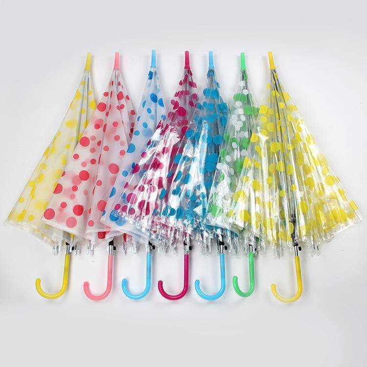 Transparent children's umbrella Boys and girls Kindergarten children's umbrella Ultra-light transparent umbrella Cartoon long handle Automatic open cm