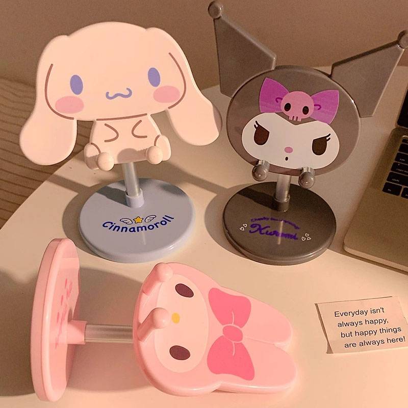 Kawaii Cinnamoroll Adjustable Phone Stand Kuromi My Melody Cartoon Desktop Holder Lazy Bracket for Phone Tablet Fans Best Gifts