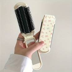 TEMU Folding Butterfly Compact Mirror Comb With - Portable Travel Makeup Mirror With Adjustable Stand