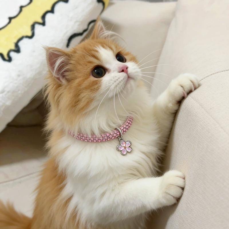 Glittrande Strass Husdjurshalsband Justerbart Blommhänge Elastiskt Katt Hund Halsband Smycken Söt Valp Kattunge Tillbehör