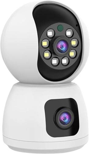 AntDau71® - PTZ Wifi-kamera med dubbla linser, rörelsedetektor, nattsyn, HD-videoinspelning, mikrofon, högtalare, IP44, Micro Sd-plats, Type-C-laddning - Yoosee-app - CW910