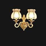 Amerikansk lyx mässing Vägglampa Retro Kreativitet LED Vardagsrum Sovrum Studierum Hotell Villa Model Room Hall Way Aisle Light (E 2 Ljus)