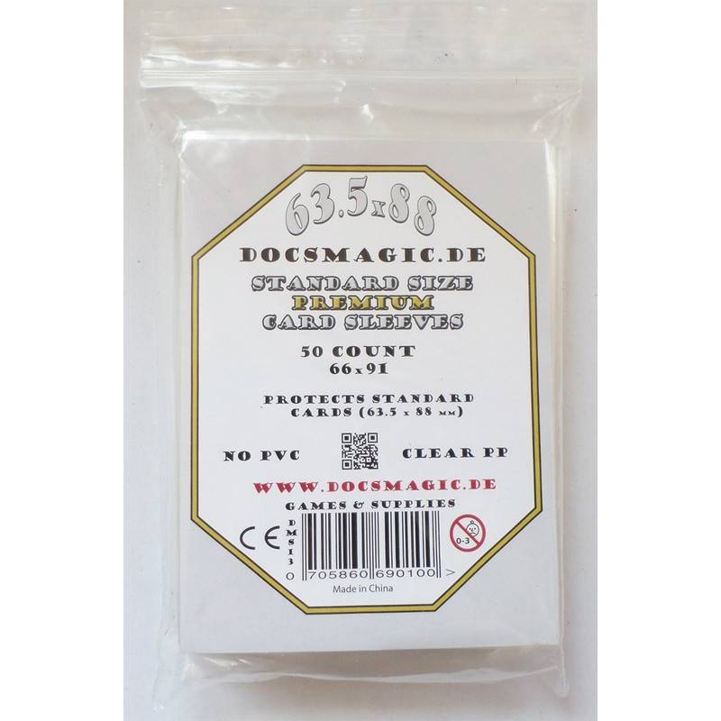 50 Docsmagic.de Premium Board Card Game Sleeves Clear - 63,5 x 88...