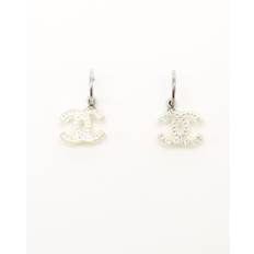 CHANEL Coco Mark Resin and Rhinestone Dangling Earrings - Silver (2,5x1,5 cm)