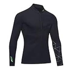 ZCCO Våtdräkt topp herr 3 mm neopren våtdräktsjacka, främre dragkedja långärmad dykardräkt för simning, snorkling, dykning, surfing (3 mm man, XL)