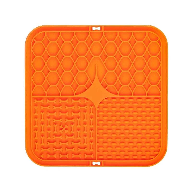 Silicone Lick Mat with Suction Cup for Dogs – Bath Distraction & Slow Feeding - Orange