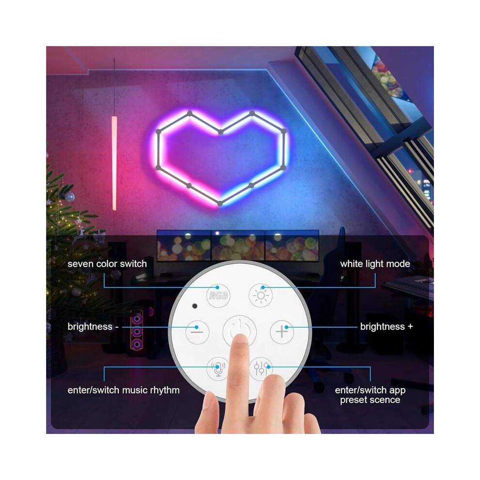 USB-Vägglampa RGB LED-Ljusstavar, 16 Miljoner Färger Dimbara Music Sync DIY-Heminredningsljusbalkar