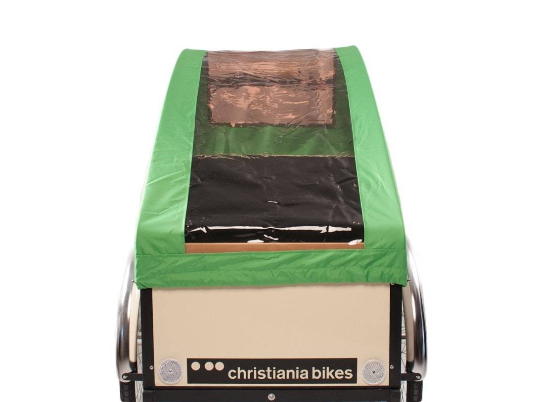 Christiania Bugatti Panorama Kaleche Grøn - Cykeltilbehør med Soltag, 64 cm fra Sæde til Top.
