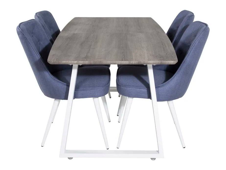 Venture Design Inca & Velvet matgrupp Grå/blå 4 st stolar & bord 160 x 85 cm