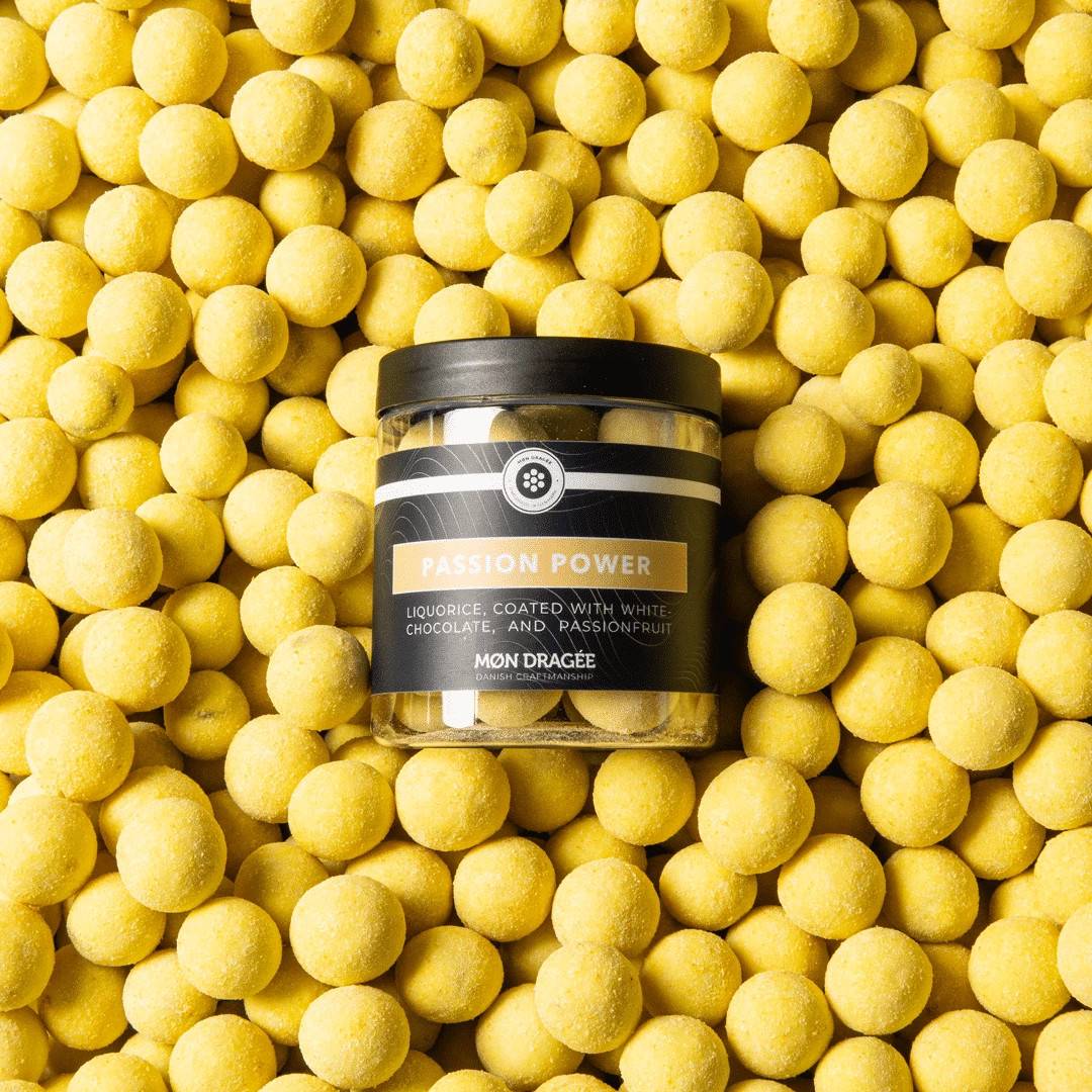 Møn Shop - Passion Power, Lakrids, hvid chokolade & passionsfrygt 150g