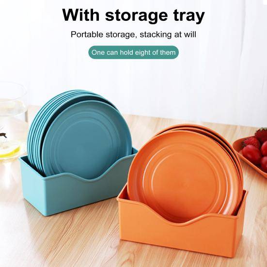8 st lätta plasttallrikar Okrossbara återanvändbara mattallrikar Diskmaskinssäkra färgglada tallrikar grön