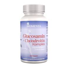 BIOMENTA Glucosamin + Chondroitin Komplex - 60 allergenfreie hochdosierte Kapseln mit Glucosaminsulfat, Chondroitinsulfat hochdosiert + Hyaluronsäure, Zink, Selen - Premiumqualität