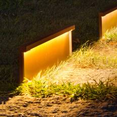 OLEV Step Line LED-sokkellampe, rustbrun, Brun/rust, Rustfrit stål, Design