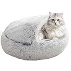 Kattsäng med, täckt husdjurssäng - Bekväm skalsäng för husdjur | Liten hundkennel inomhus, täckt hundkattsäng, bekväm hundkennel för husdjur
