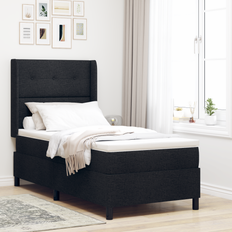 vidaXL Box Spring Seng med Madras & LED Sort 90x200 cm Stof