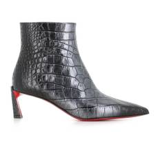 Christian Louboutin, Skor, Dam, Svart, 38 EU, Läder, Svarta läderankelstövlar