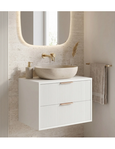 Underskab til håndvask i MDF H48 x B60 x D47 cm - Hvid/Børstet guld