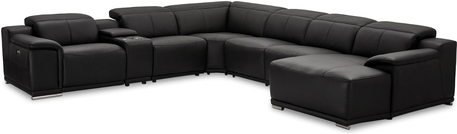 Byg-selv sofa Raymond & Hallmark Glasgow – sort læder/PU komplet højre med udtræksskammel.