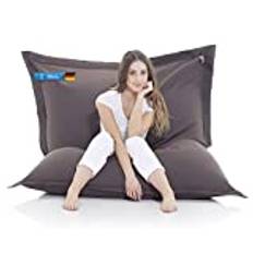Original LAZY BAG Sittsäck XXL 400L Jättestor sittsäck i bomull 180x140cm (Bomull, Brun)