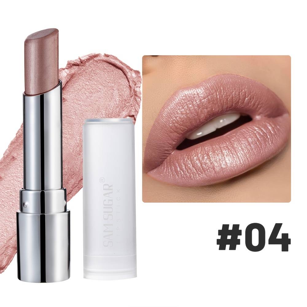 Sam Sugar Metallic Shine Lipstick, Moisturizing, Brightening, Long-lasting, , Makeup For Students, Natural Look Lip Glaze