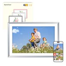 Digitaler Bilderrahmen 10.1 Zoll WLAN mit 32GB Speicher, Elektronischer Bilderrahmen mit 1280 * 800 IPS Touch Display, Fotos/Videos über Frameo APP Teilen, Geschenke für Männer Frauen, Silber