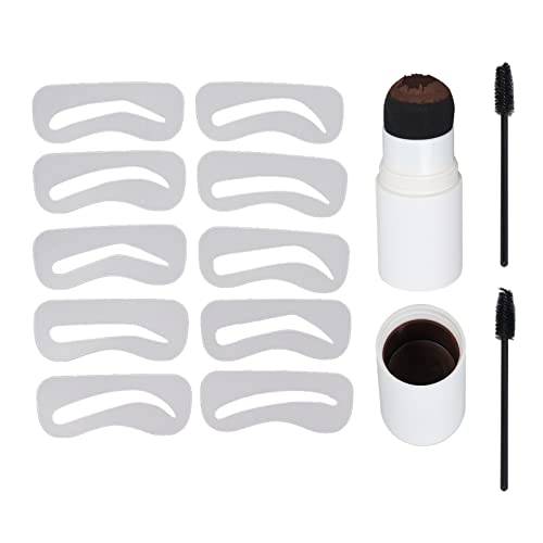 Vomeko Eyebrow Makeup Tools, Eyebrow Stencil Kit Med Penslar, Återanvändbara Mallar Med 10 Olika Stilar(Gråbrun)