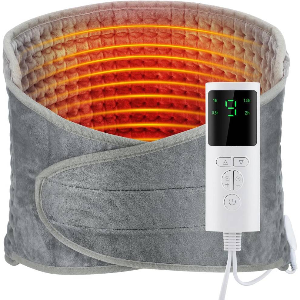 Varmepude til lindring af rygsmerter, elektrisk varmepudeindpakning til menstruationssmerter, lænd, nakke, skuldre med justerbar taljebælte, 9