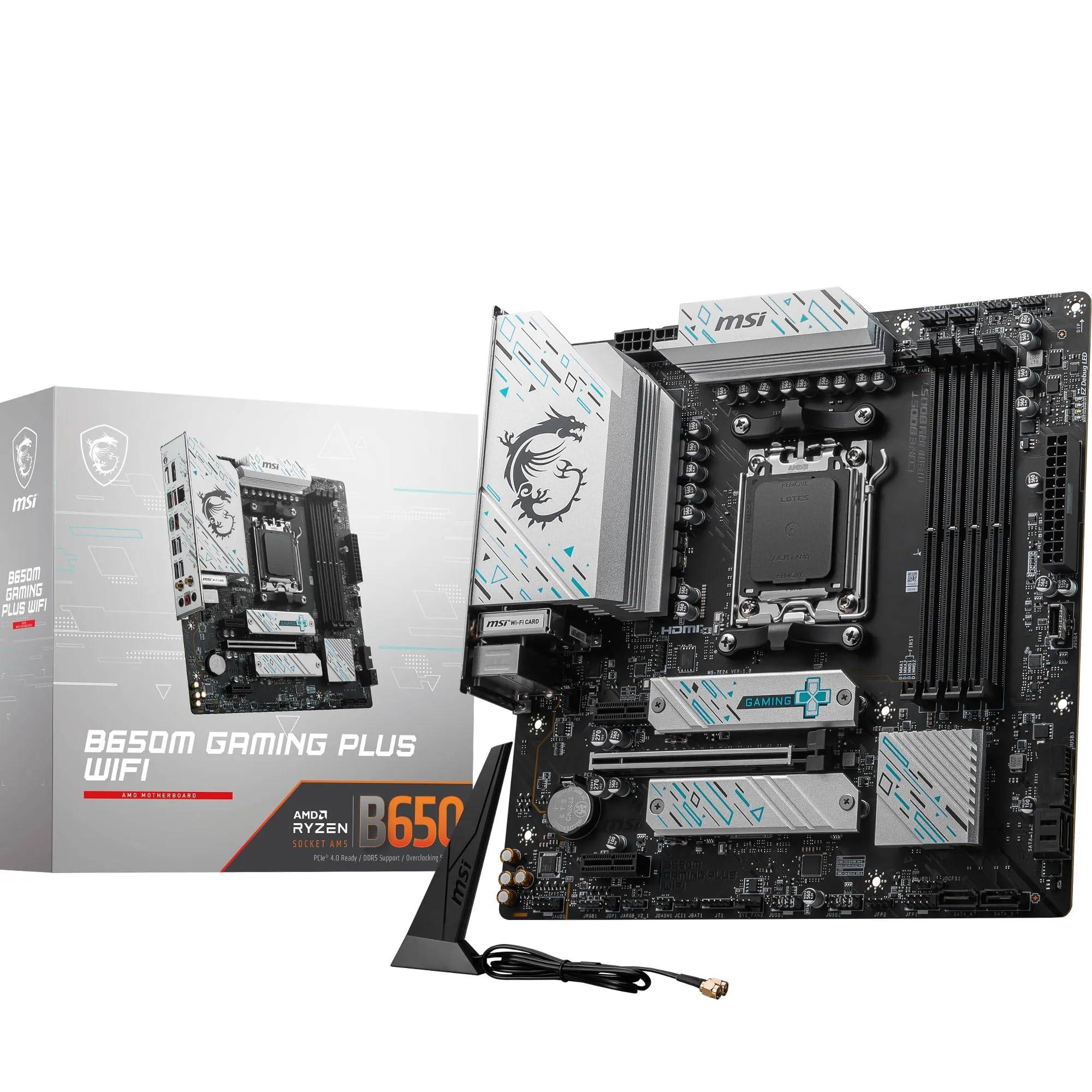 MSI B650M GAMING PLUS WIFI Motherboard, mATX - Supports AMD Ryzen 7000 Series Processors, AM5 - DDR5 Memory Boost 7800+ MHz/OC, PCIe 4.0 x16, M.2 Gen4