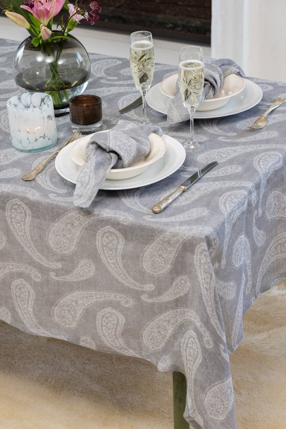 Servetter - 2-pack linneservett Uma (grå) (Storlek: 45 x 45 cm)
