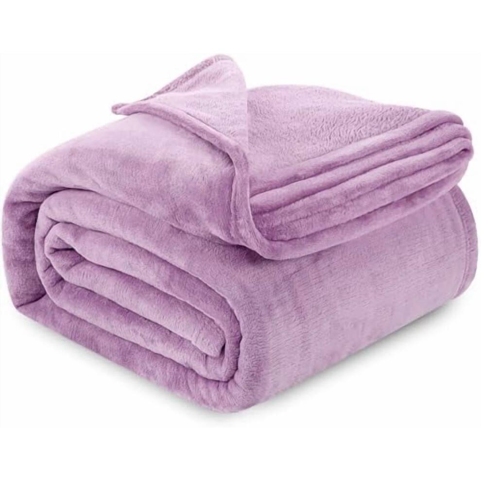Lilla fleece tæppe kingsize let, blødt og blødt antistatisk mikrofiber sengetæppe (90x102 tommer)