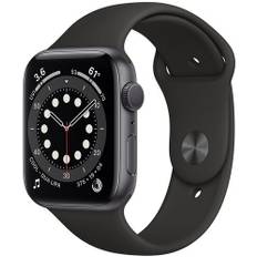 Apple Watch Series 6 Aluminium 44 mm (2020) | GPS | rymdgrå | Sportband svart