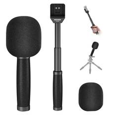 NEEWER Telescoping Interview Microphone Handle with Cold Windshield Lavalier Microphone Handle Compatible with Rode Wireless Go II DJI Mic CM31 MS005