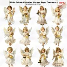 TEMU 2d Flat - 12pcs/set Victorian Vintage Wooden Ornaments - Home Decor, Chinese New Year, Black History, Home And Window Decorations | Ideal Holiday Party Accessories And Gifts