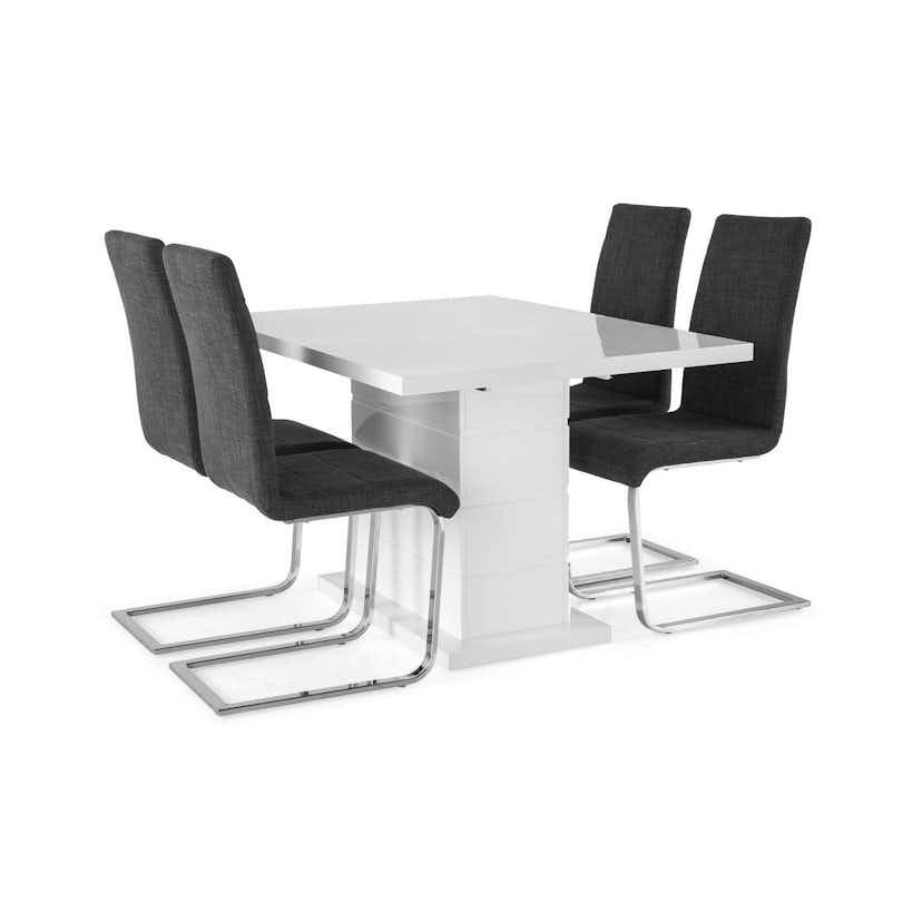 Matgrupp Concept 55 Ratliff Rektangulärt Matbord 120-160 cm Förlängningsbart med 4 Cibus Matstol