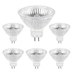 Halogen Reflektor 20 W GU5.3, MR16 halogenspotlight 12 V dimbar, 205 lm varmvit 2700 K, MR16 GU5.3 halogen för landskapsbelysning, skenbelysning, inbyggd belysning, 6 stycken