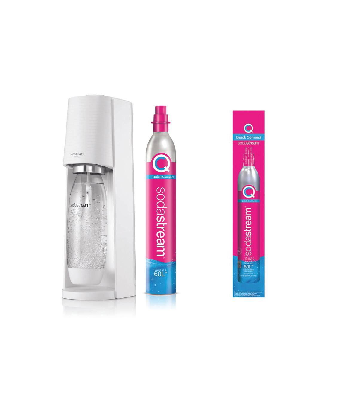 Sodastream - Terra - White + 1 CQC Extra Cylinder - Bundle