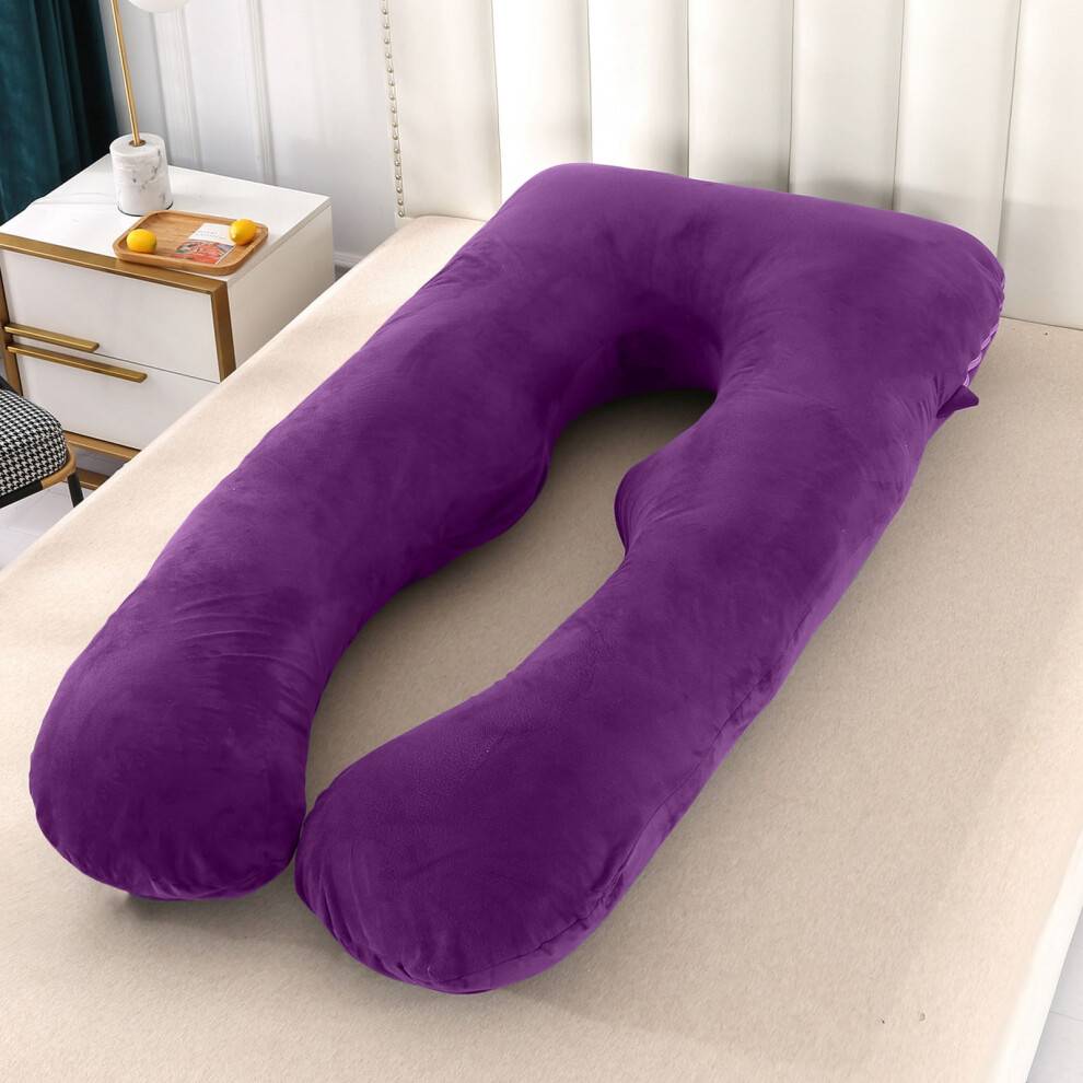 U-formet graviditetspudebetræk, 89x143 cm, blødt, åndbart polyester, vaskbart graviditetspudebetræk (pude medfølger ikke)