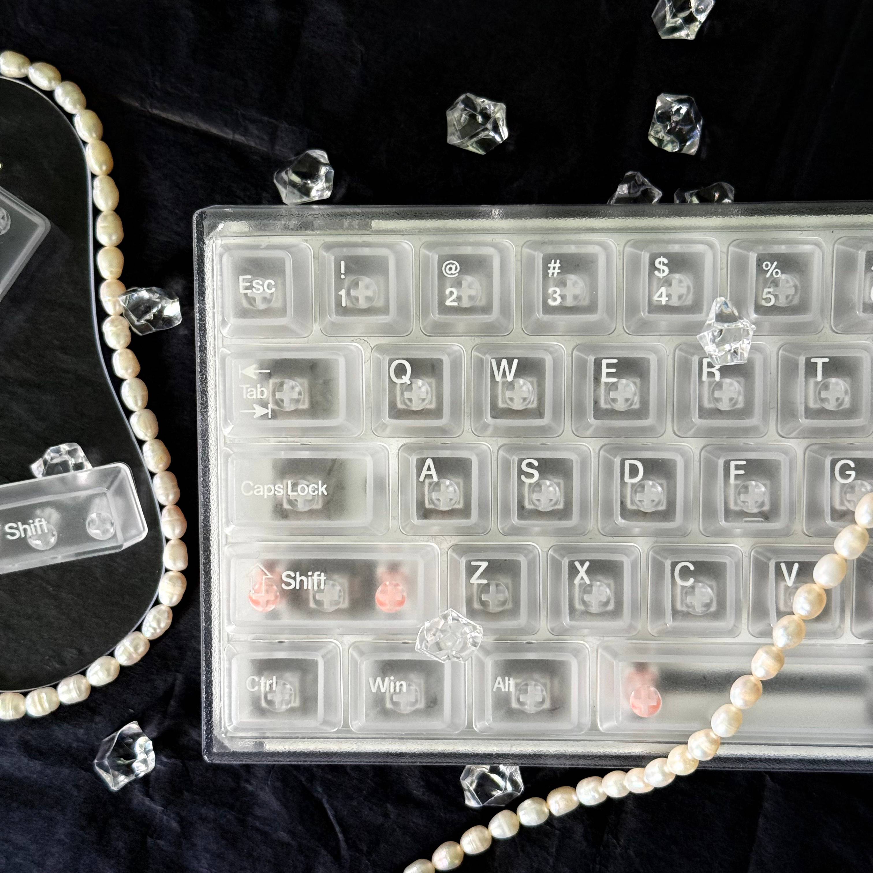 Clear Transparent & Frosted Translucent PC Keycaps Blank/Top/Side Print with Numpad for 60% 75% TKL 96% 100% Mechanical Keyboard
