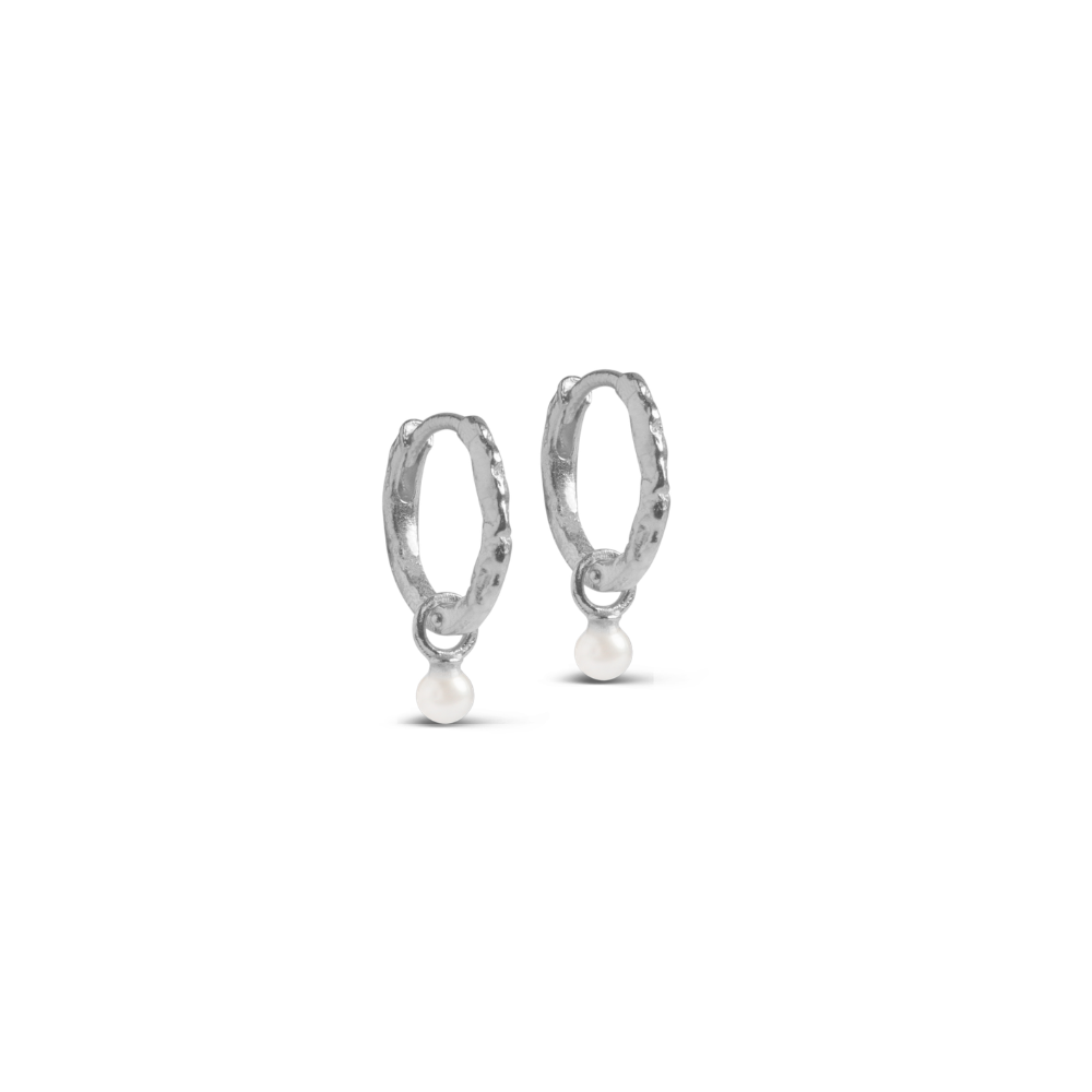 Enamel - Belle Pearl Hoops i sølv - E271SM-Pearl