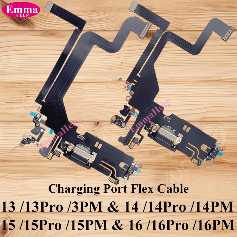 1pcs Charging Port Flex Cable for iPhone 16 15 14 13 Pro Max Plus USB Charger Dock Connector Board With Microphone Repair