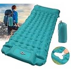 DeeprBling Liggunderlag camping självuppblåsande med fotpump och kudde, uppblåsbar matta ultralätt, liggunderlag camping luftmadrass självuppblåsande utomhus, uppblåsbar madrass, 200 x 70 x 10 cm