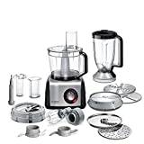 Bosch MultiTalent 8 - Multifunktionell matberedare, steglös hastighetsreglering, 1250 W, mixerkanna i Tritan, extra stor bunke, med skärskiva, knådkrok och degredskap, svart