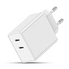 iPhone USB C-laddare, 2 USB-C port snabbladdare supersnabb strömförsörjning, typ C strömadapter, laddningskontakt för Apple iPhone 14/14 Pro Max/14 Plus/13/13Pro/12 Mini/11Pro/SE/XS/XR/8 Plus/iPad