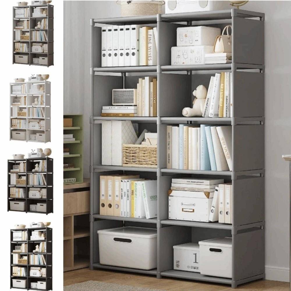 Portable Multilayer Bookshelves Cases 5/6 Tiers Cube Storage Organizer  Storage