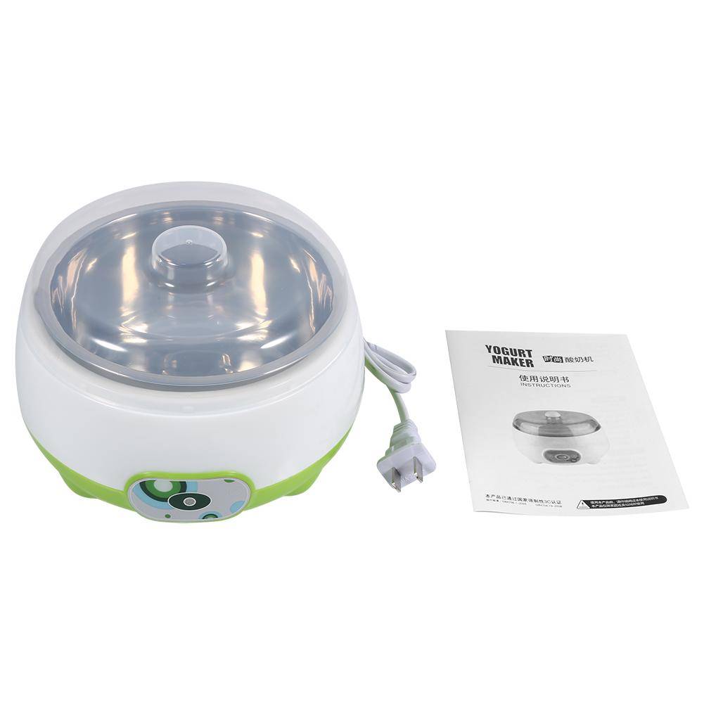 1L Elektrisk Automatisk Rostfri Yoghurtmaskin DIY Yoghurtbehållare Grön Green