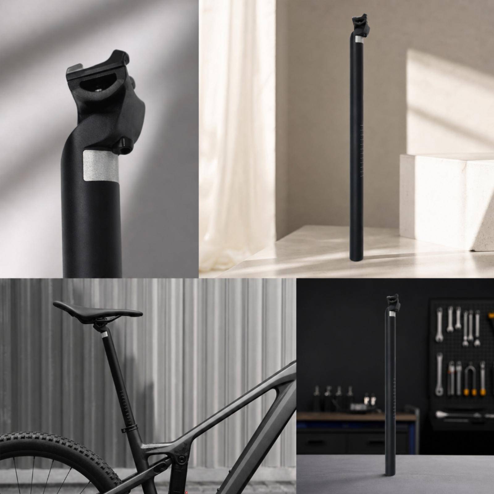 Aluminum Bicycle Seat Post 33.9x580 Built in Clamp Lightweight Seat Pillar Folding Bike Replacement Part for Daily Riding